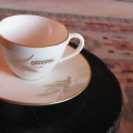 A teacup, with a wheat motif, from the teacup bundlethat arrived from the east coast. (And still counting)